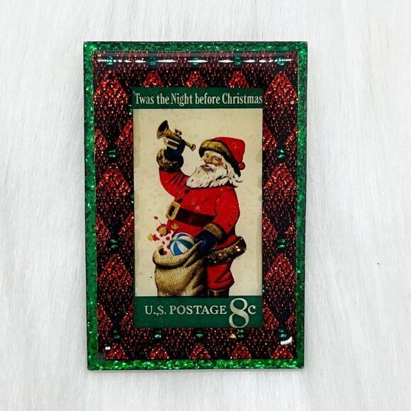 🔮 5/$25 USPS Santa Twas‎ The Night Before Christmas Glitter Postage Stamp Pin - Picture 1 of 3